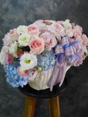 กระเช้า 054 Pastel Blue Romance Basket